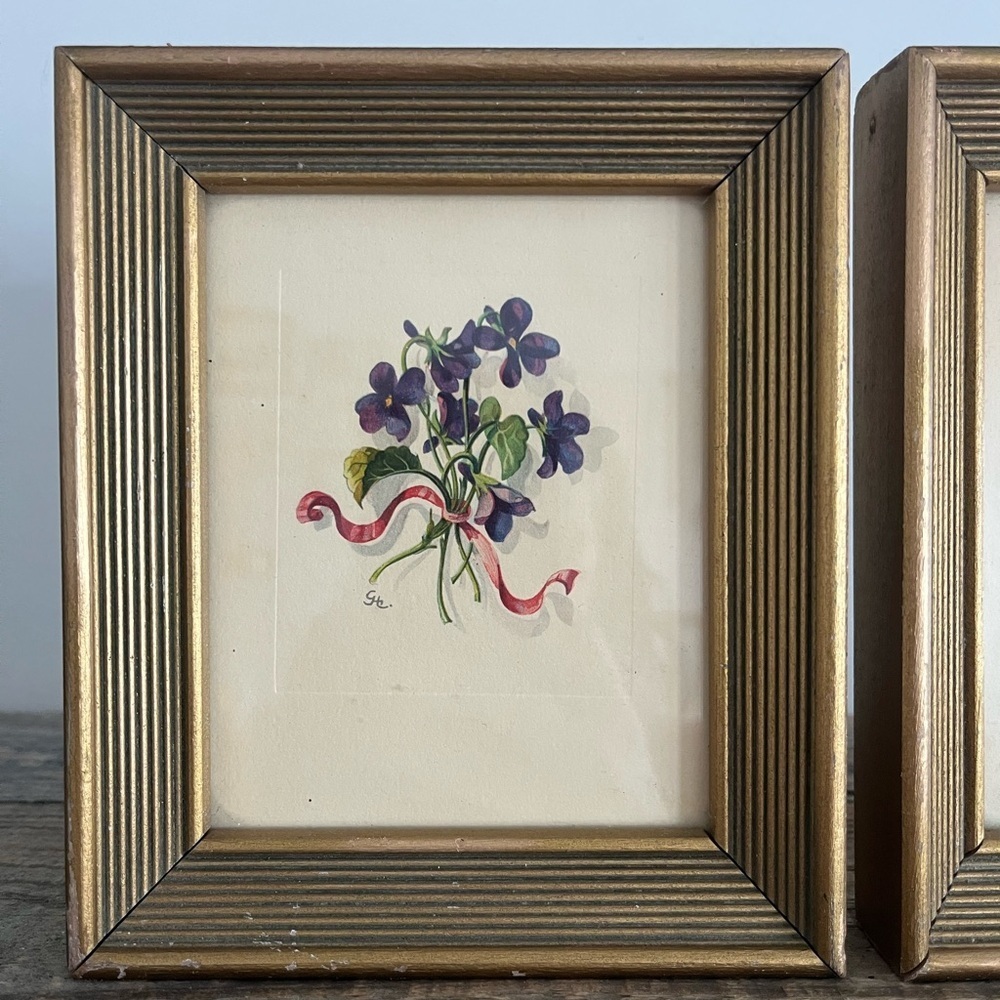 Vintage Gold Framed Floral Art Prints - Picture 3 of 5